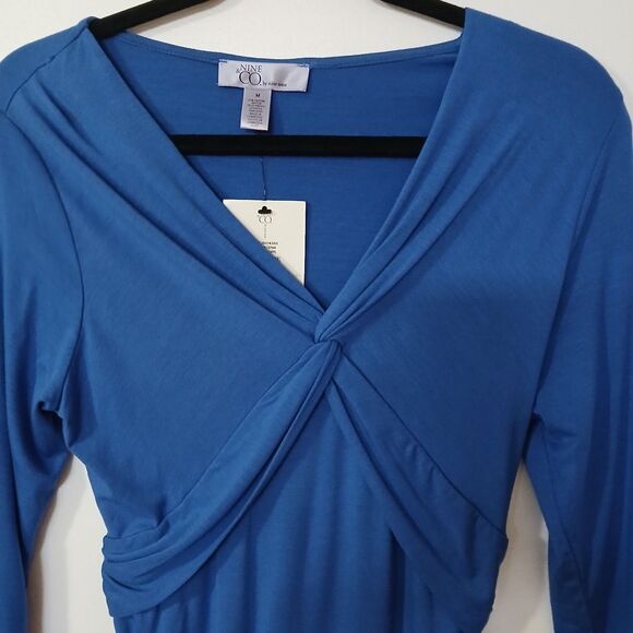 Nine & Co by Nine West Lily Women's V-Neck Tie Back Blouse Top Medium - Picture 2 of 7